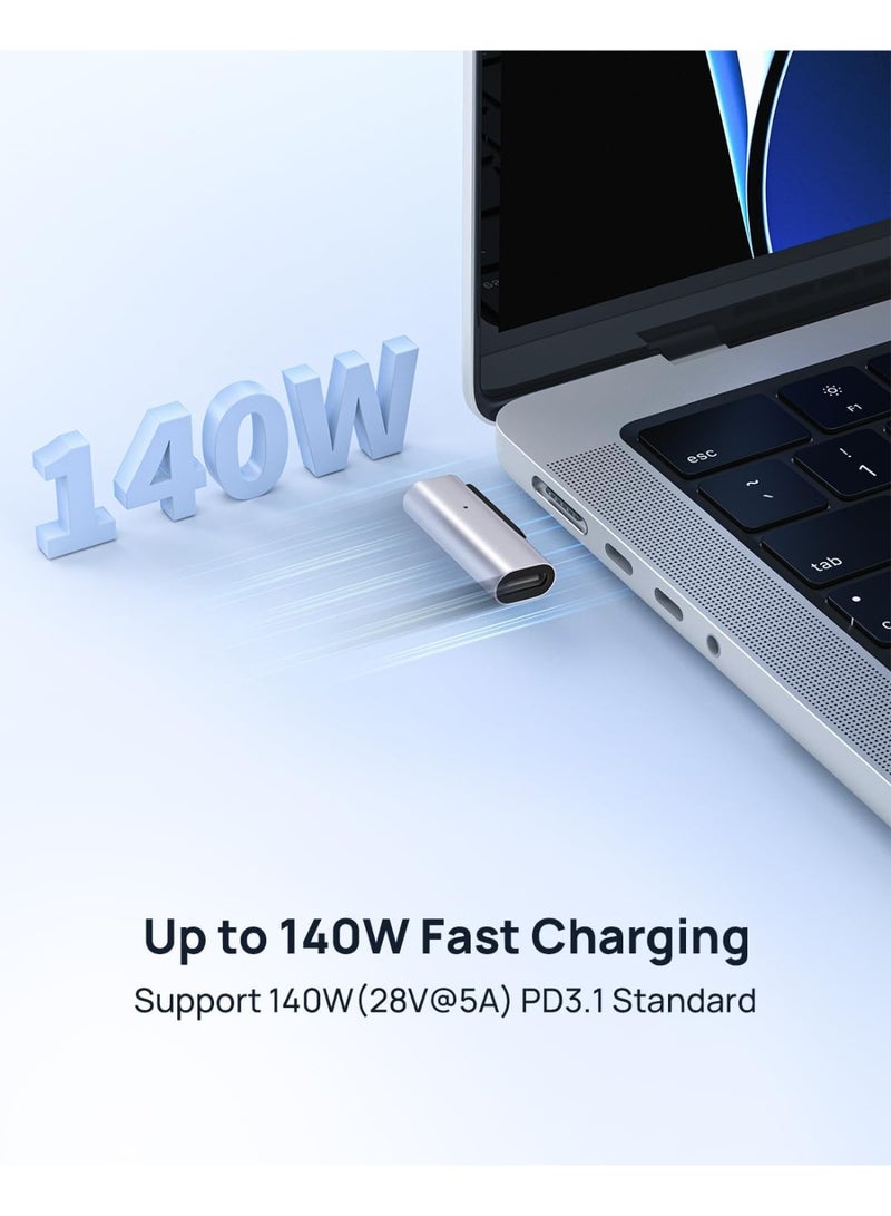 fantasize محول 140 واط PD للشحن السريع USB C إلى مغناطيسي 3، محول Type-C إلى Mags 3 مع ضوء مؤشر LED، متوافق مع MacBook Pro 2024/2023/2021 (M1/M2/M3، 14/16 بوصة)، MacBook Air (M2/M3)، فضي - Image 2